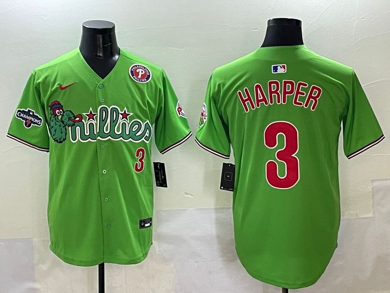 Men Philadelphia Phillies #3 Harper Green Sixth generation Joint Name Nike 2025 MLB Jersey style 6